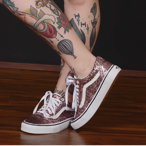 vans chunky glitter old skool womens shoes